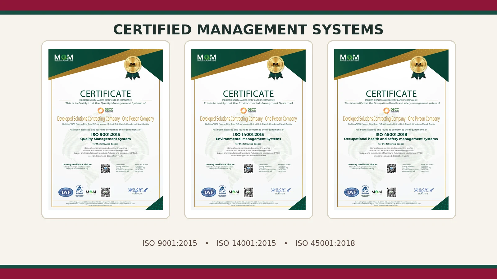 DSCC Achieves ISO 9001, 14001, and 45001 Certifications