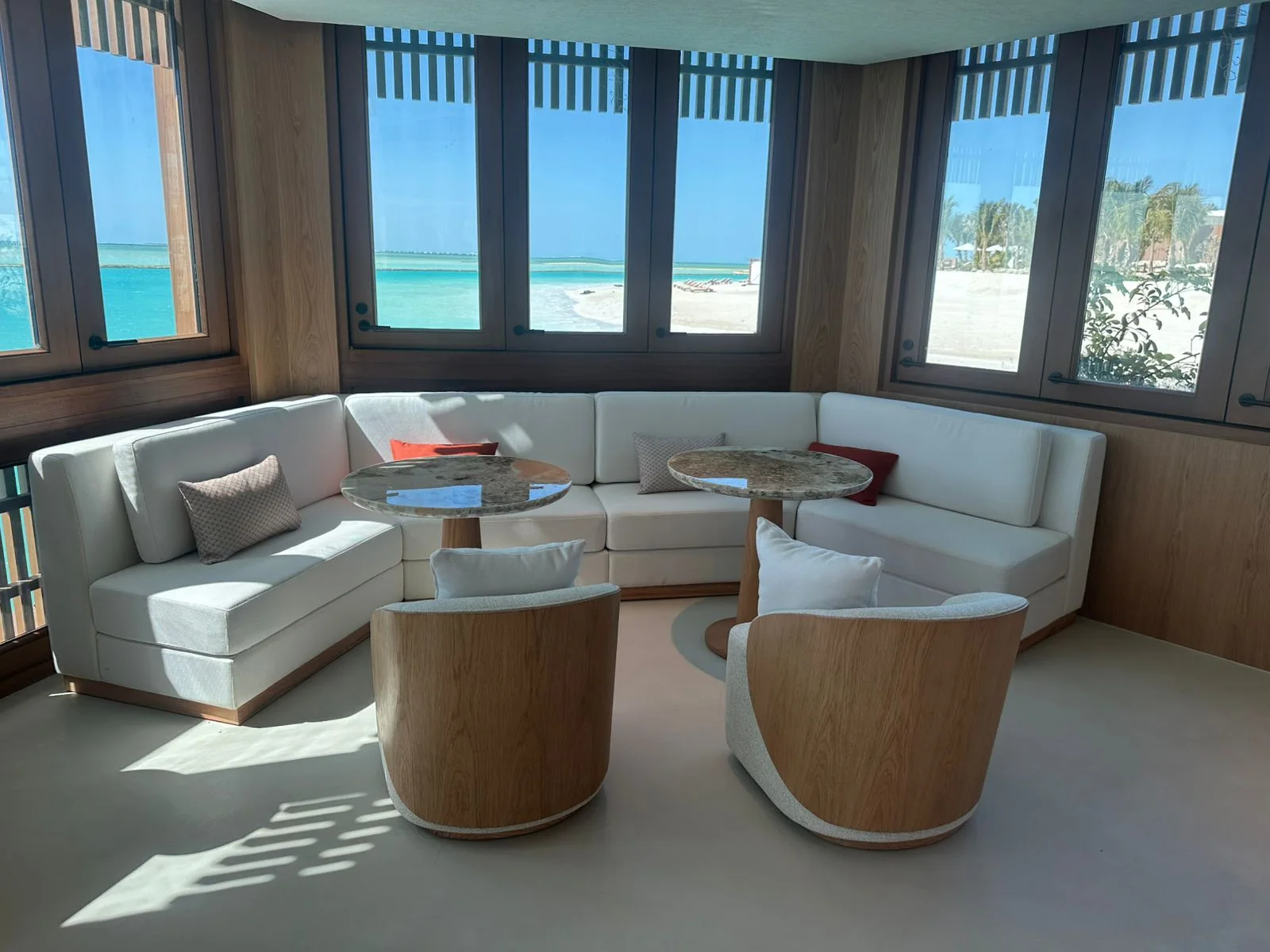 Indoor lounge seating and occasional tables