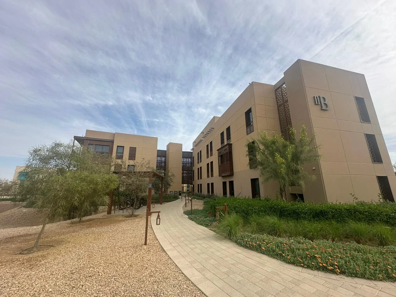 Landscaped paths at the staff village