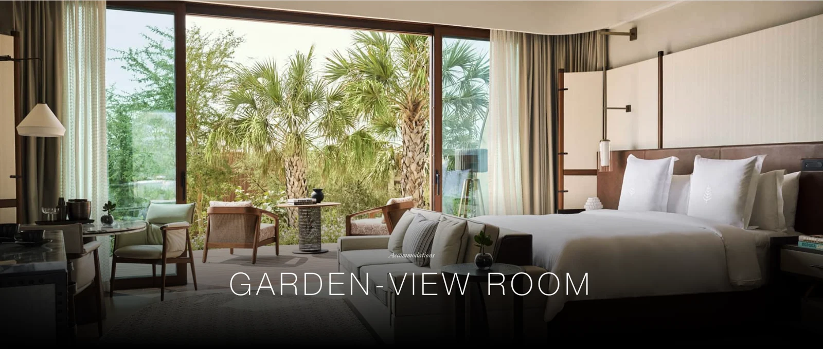 Garden-view room furnishings